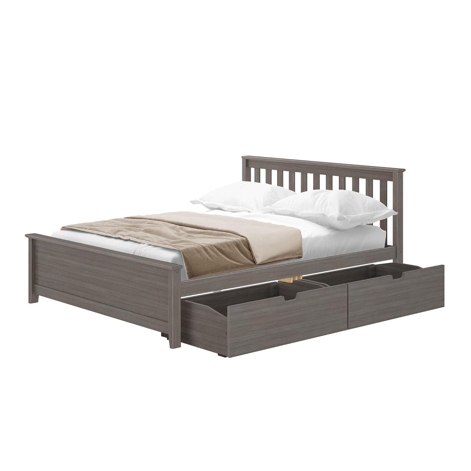 Plank+Beam Solid Wood Queen Bed Frame with Headboard and Storage Drawers