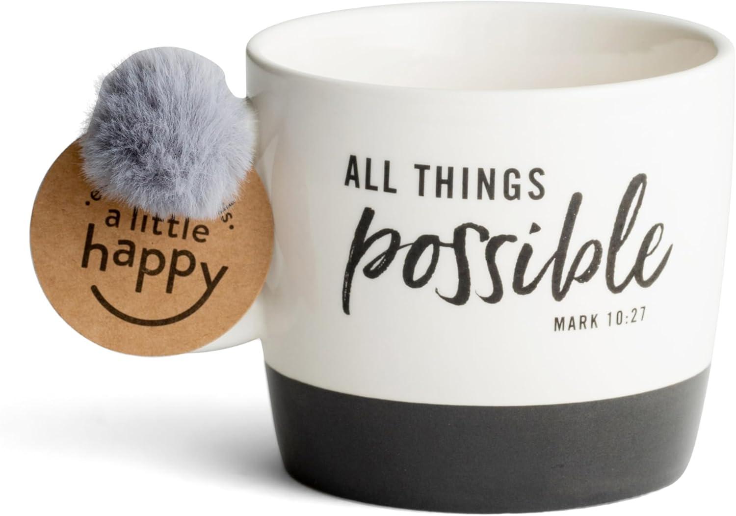 Inspirational White and Black Ceramic Mug, 16 oz