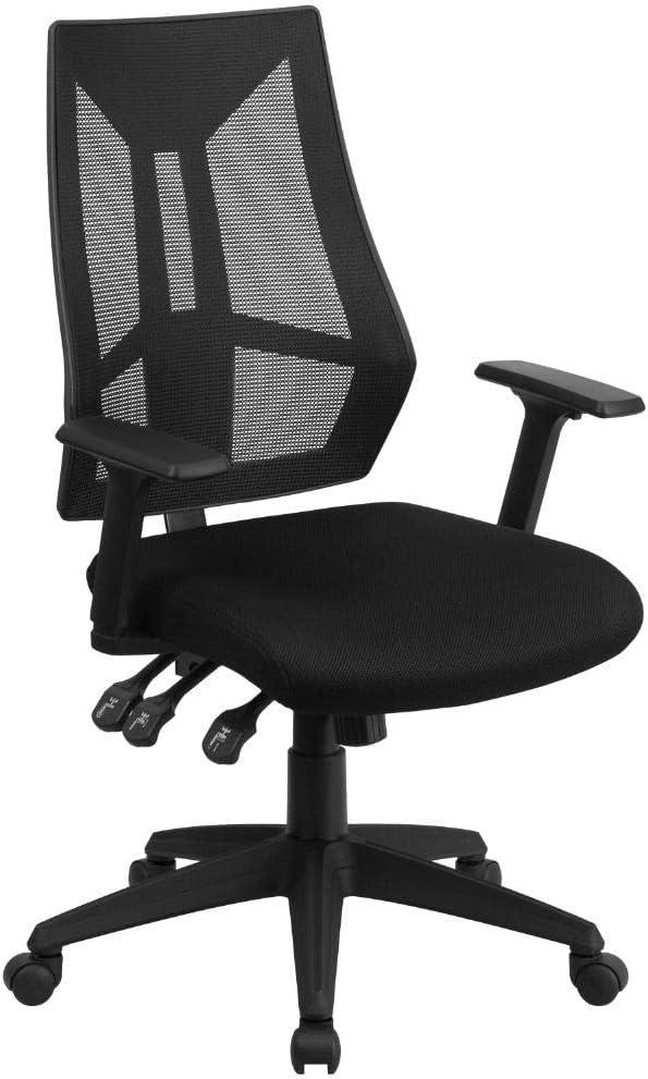 Flash Furniture High Back Black Mesh Multifunction Swivel Ergonomic Task Office Chair with Adjustable Arms