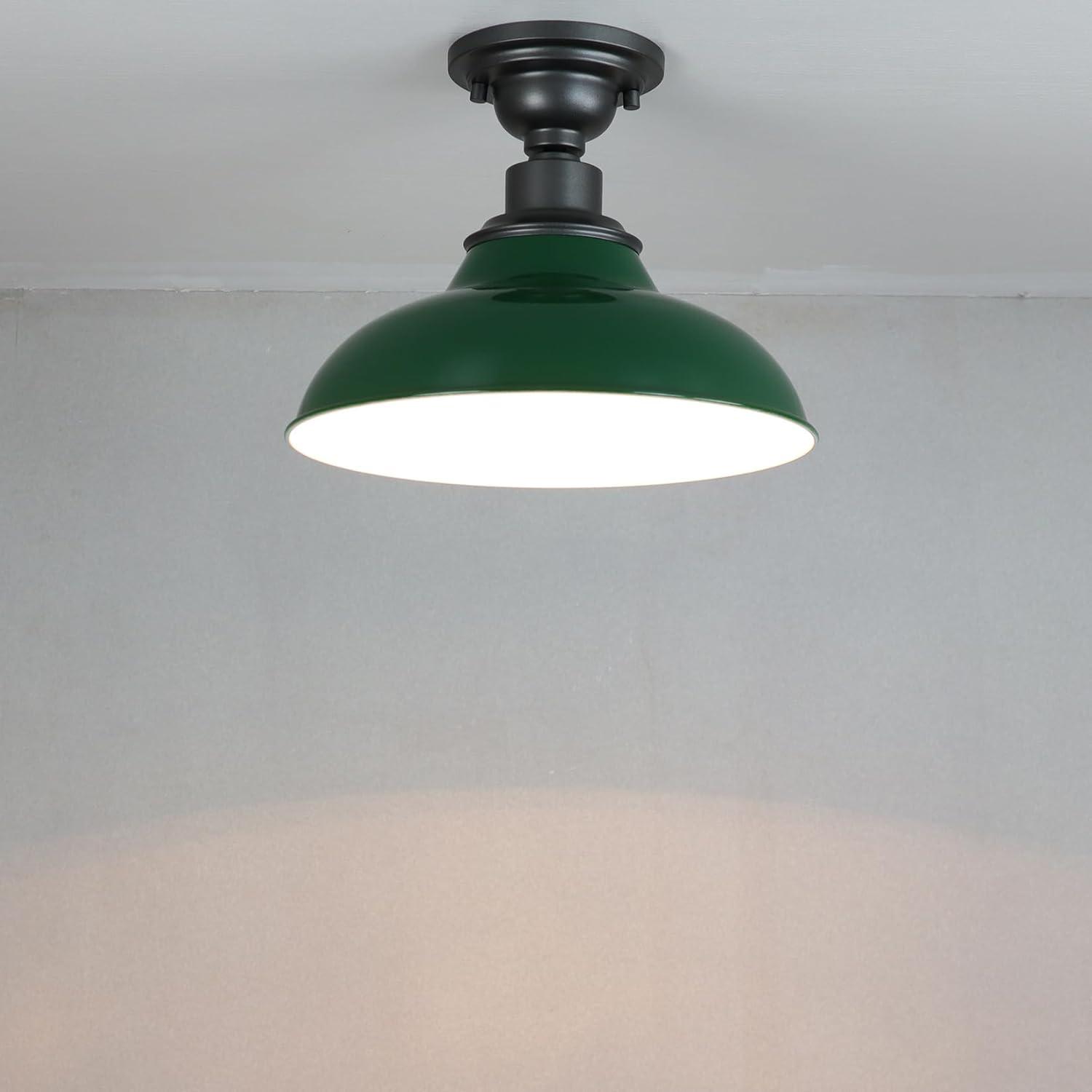 Modern Green Semi Flush Mount Light Barn Style Ceiling Light Fixture