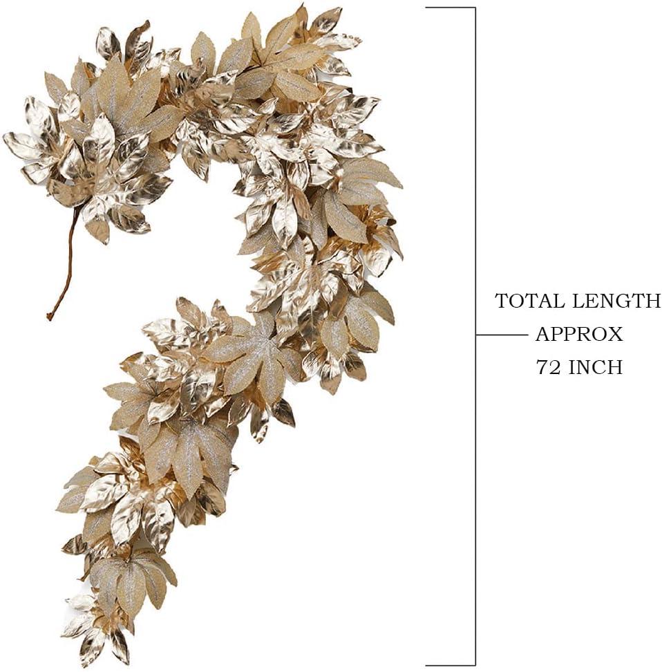 Serene Spaces Living Large Gold Leaf Garland, Decorative Gold Garland for Christmas, 72" Long