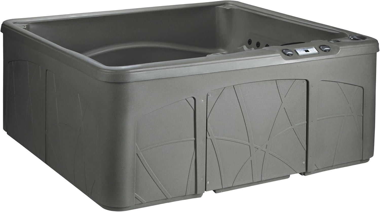 Lifesmart Spas 5 Person Plug and Play Hot Tub, 110 Volt 28 Jet Outdoor Spa with LED, Waterfall, Durable Thermal Cover, and Ozonator, LS350DX, Taupe