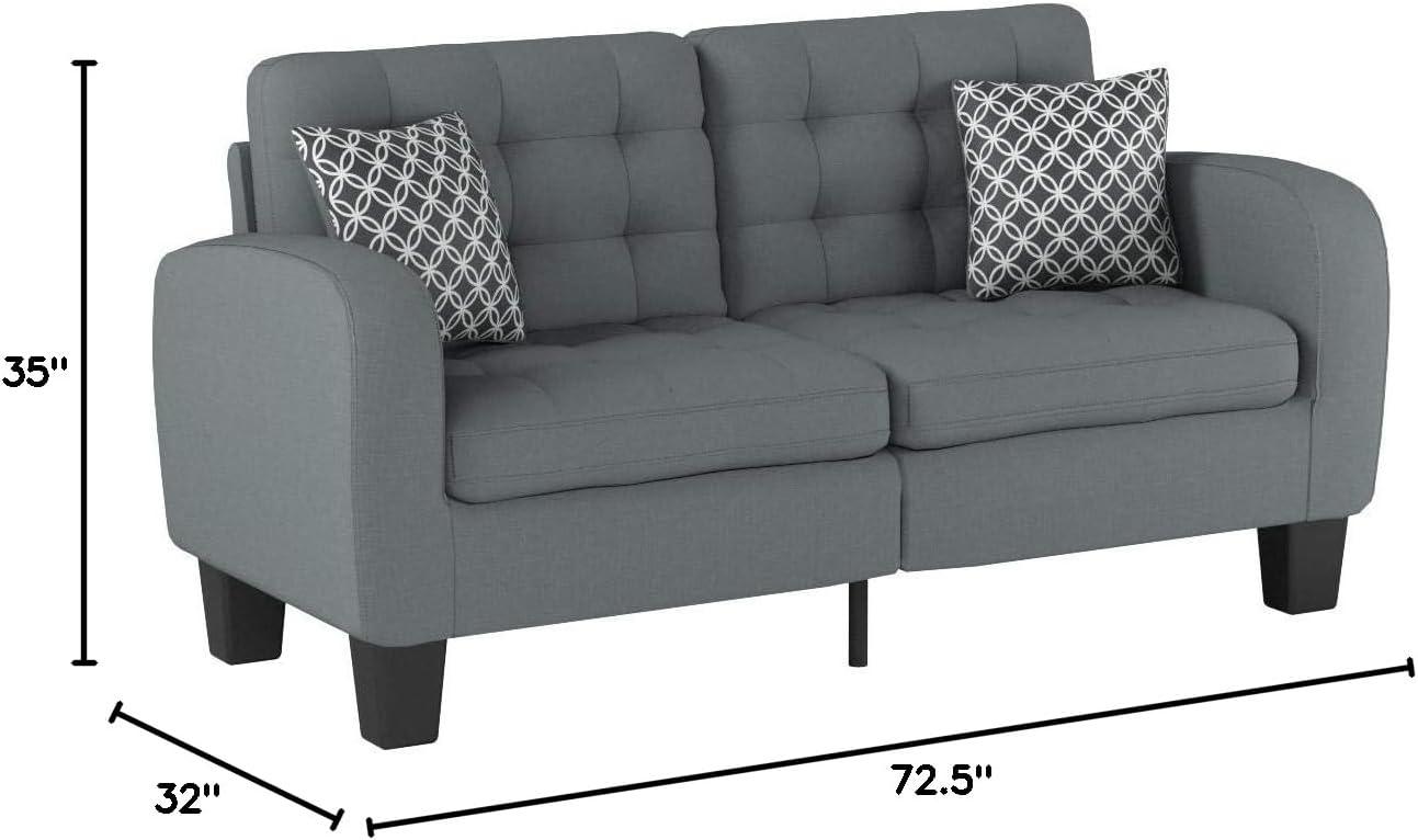 Sinclair Contemporary 72" Gray Fabric Stationary Sofa