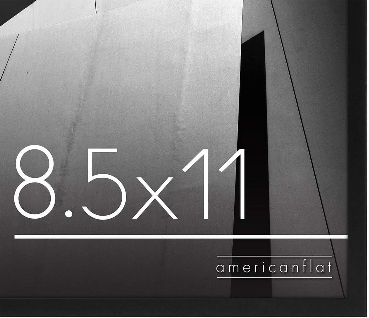 Americanflat 8.5x11 Picture Frame with Shatter-Resistant Glass - Streamline Collection - Thin Border Photo Frame for Wall - Black