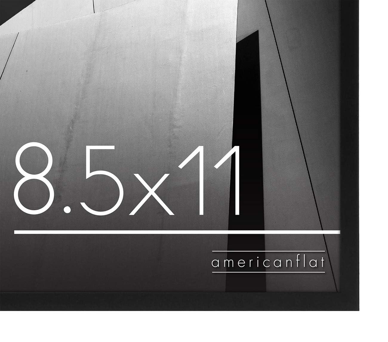 Americanflat 8.5x11 Picture Frame with Shatter-Resistant Glass - Streamline Collection - Thin Border Photo Frame for Wall - Black