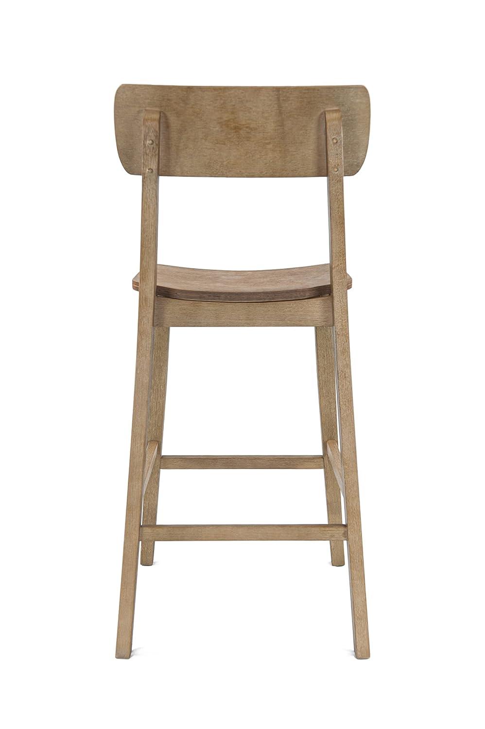 29" Torino Barstool Barnwood - Boraam: Solid Wood, Molded Seat, Footrests, Rustic Style
