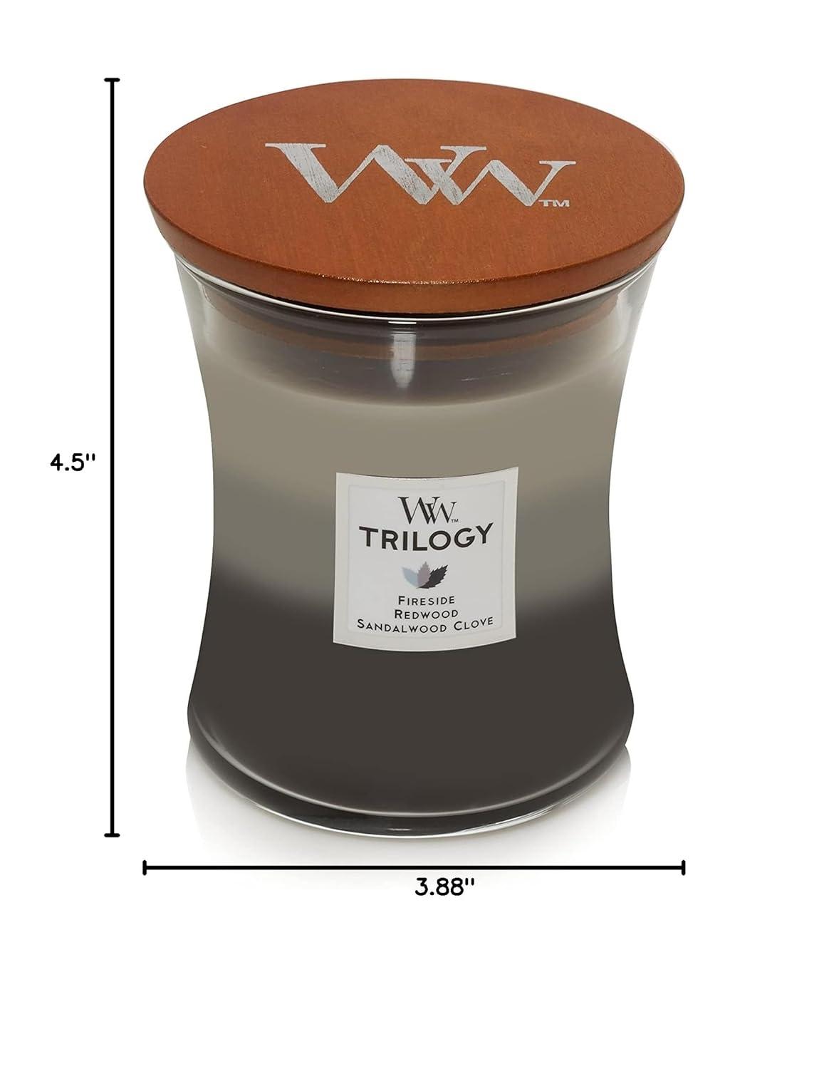 WoodWick Medium Hourglass Trilogy Scented Candle, Warm Woods, 9.7 oz