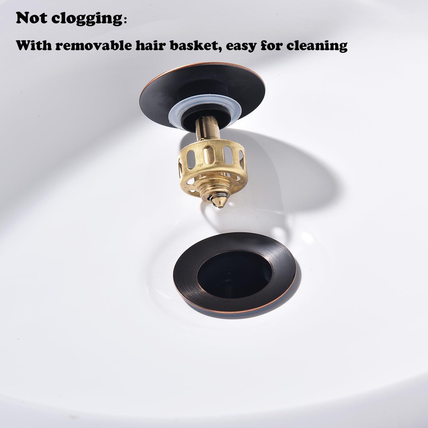 Oil Rubbed Bronze Bathroom Sink Pop-Up Drain Kit with Overflow