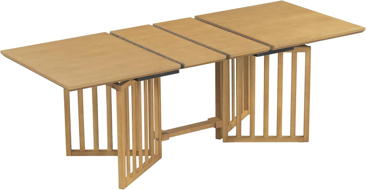 Natural Extendable Dining Table Set with 8 Upholstered Chairs