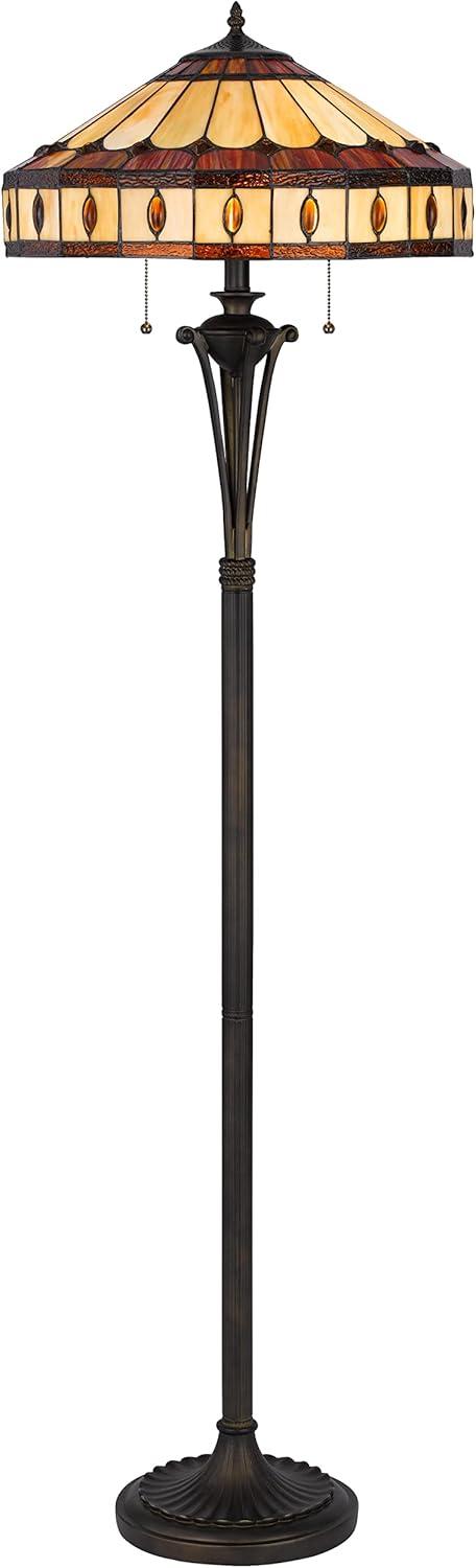 Cal Lighting Bo-3077Fl Tiffany 2 Light 61" Tall Tiffany Floor Lamp - Bronze