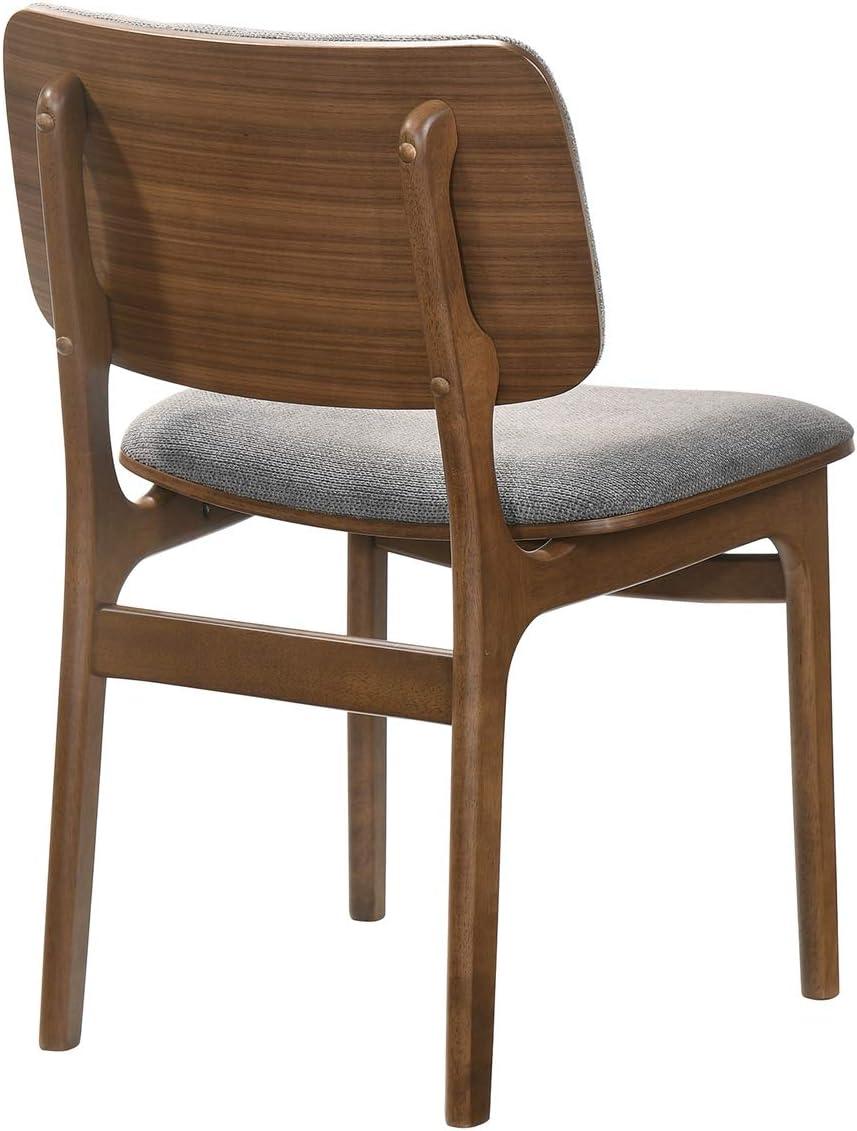 Set of 2 Lima Upholstered Wood Dining Chairs Walnut - Armen Living: Mid-Century Modern, Rubberwood Frame, Gray Polyester