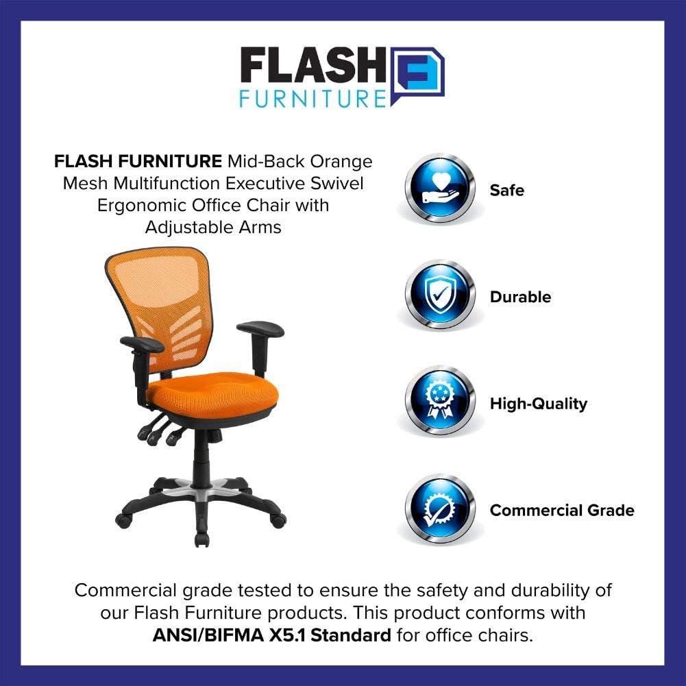 Flash Furniture Mid-Back Mesh Multifunction Executive Swivel Ergonomic Office Chair with Adjustable Arms