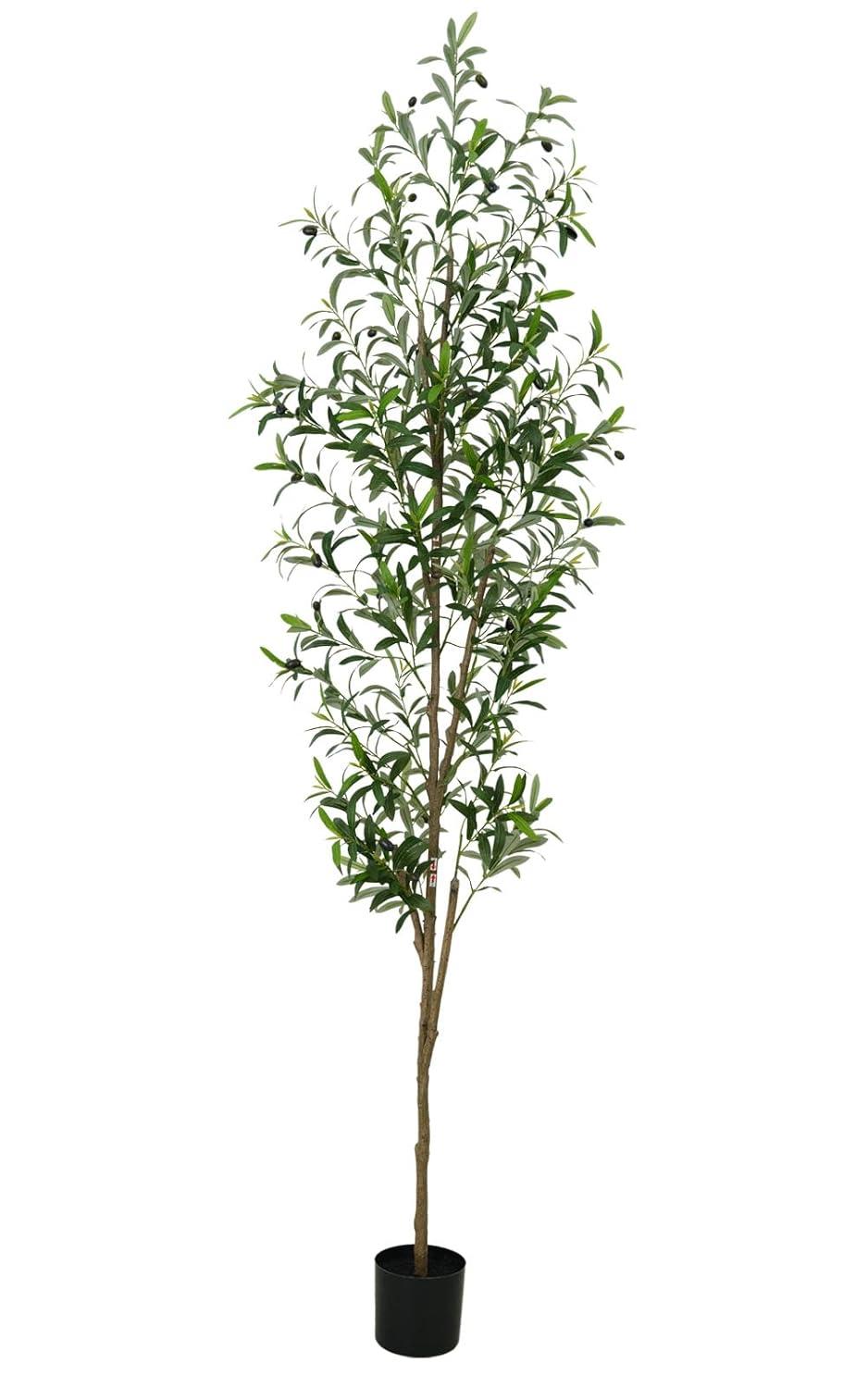 Aritizone Artificial Olive Tree 7FT Tall Fake Olive Tree with Adjustale Branches Artificial Tree for Modern Home Office Living Room Floor Decor Indoor (7FT)