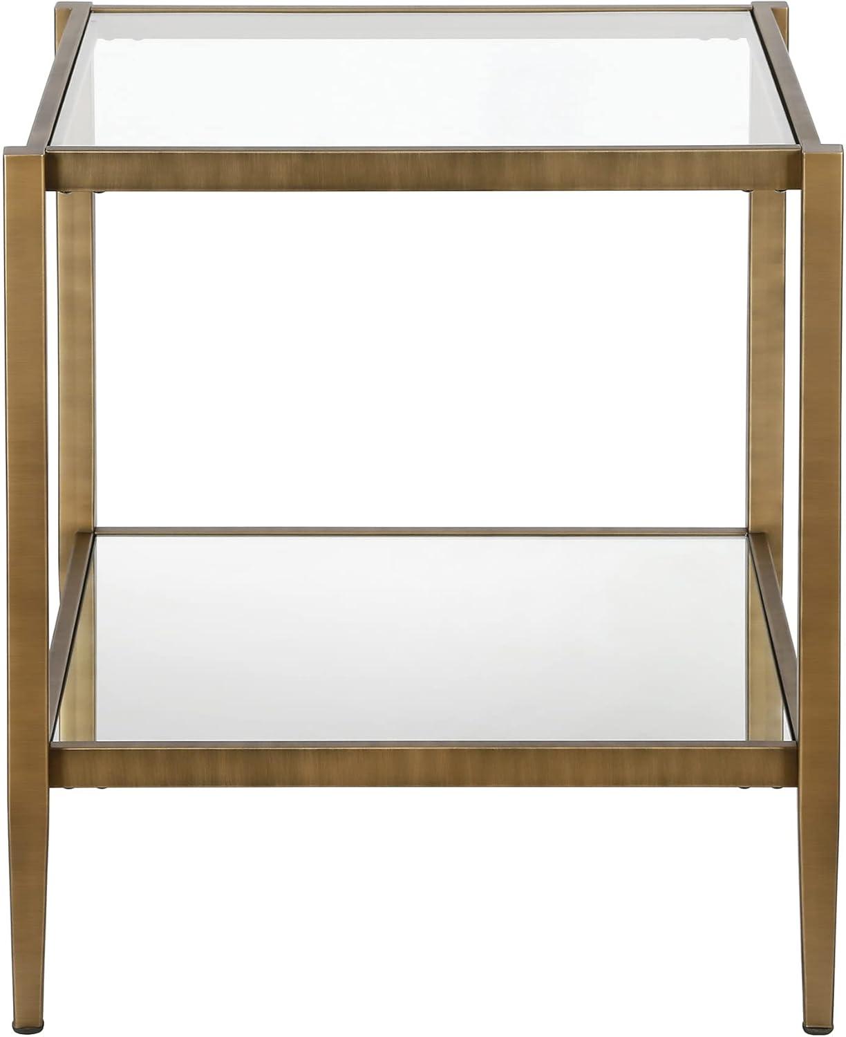 Evelyn&Zoe 20" Brass Metal/Glass Side Table