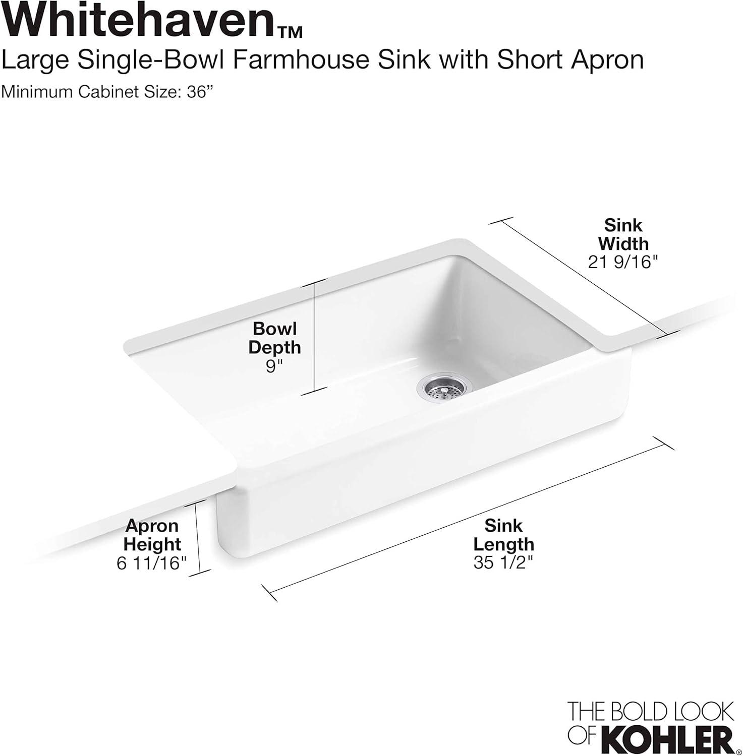 Whitehaven® Self-Trimming 36" L x 22" W Farmhouse Kitchen Sink