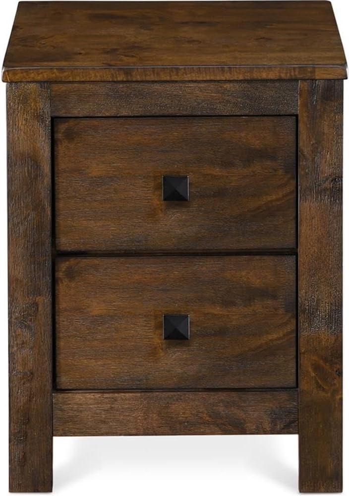 Stratford 2 Drawer Nightstand Classic Brown - Finch: Bedside Storage, Rustic Farmhouse Design