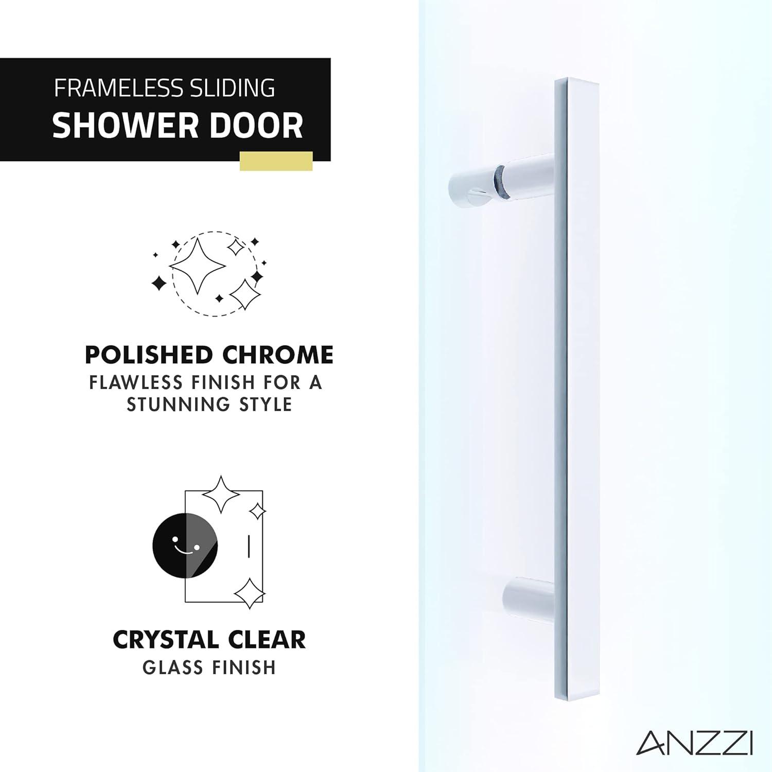 Longboat Series 60" - 60" W x 76" H Single Sliding Semi-Frameless Shower Door with Tsunami Guard