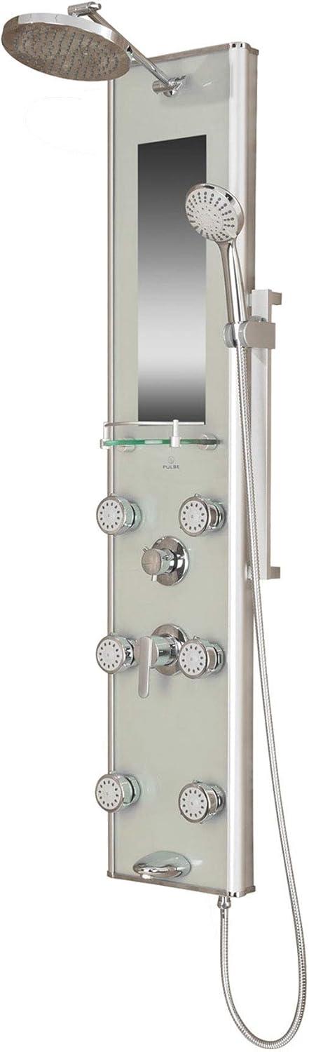 Kihei II Silver Glass Multi-Function Shower Panel with Jets