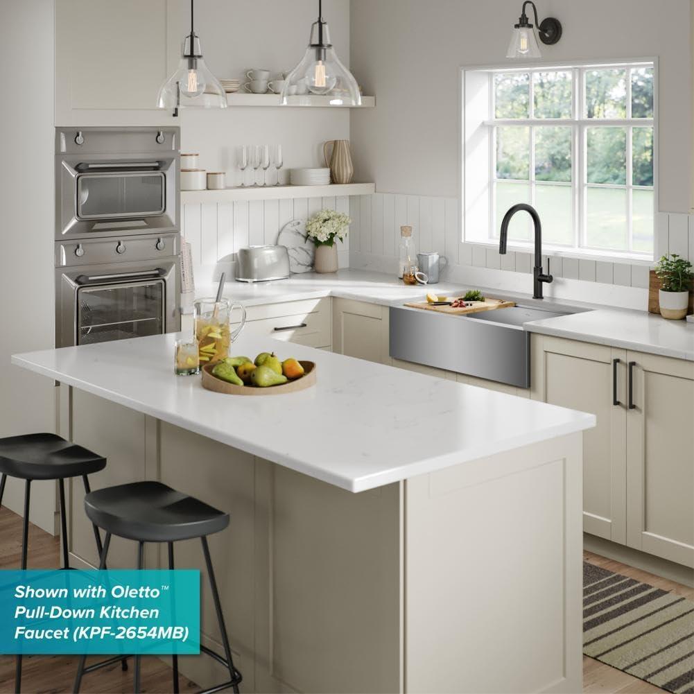 KRAUS Kore™ Workstation 33-inch 16 Gauge Stainless Steel Single Bowl Farmhouse Kitchen Sink with Accessories