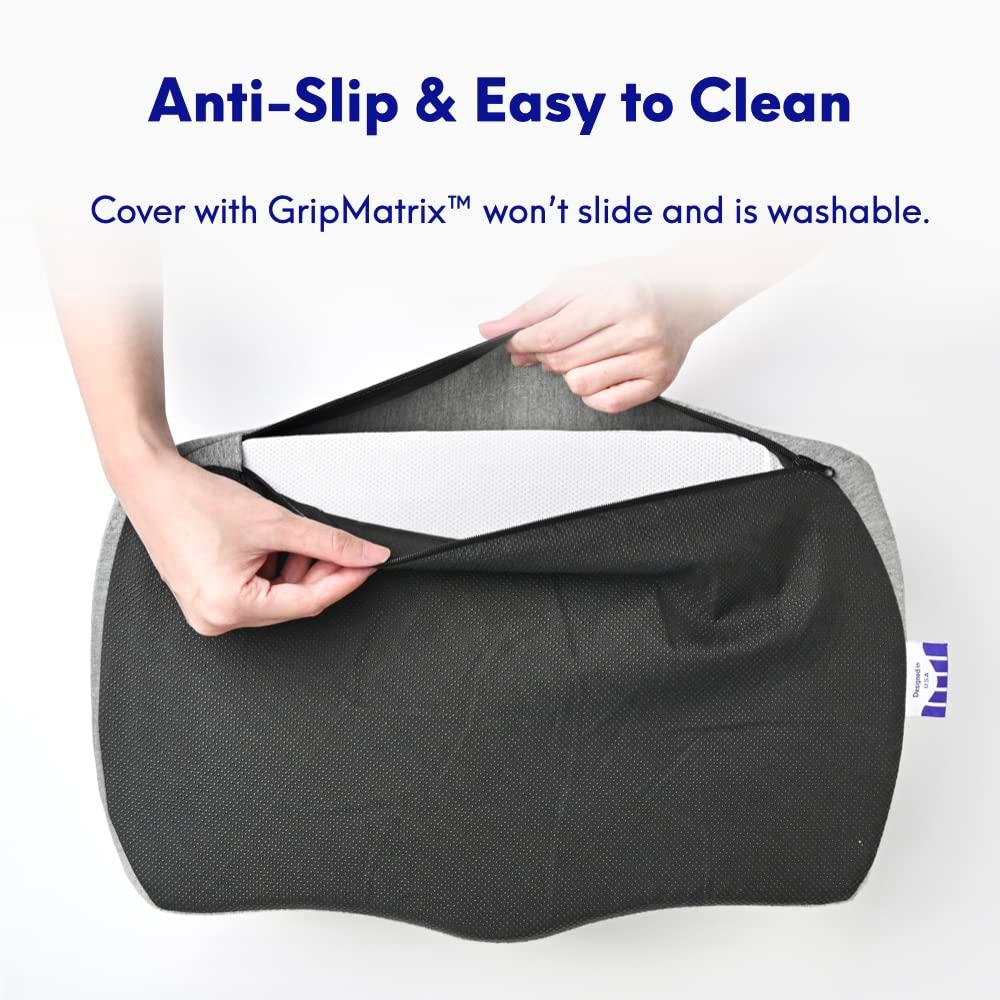 Cushion Lab Ergonomic Foot Rest for Under Desk – Patented Massage Ridge Design Memory Foam Foot Stool Pillow for Work, Home, Gaming, Computer, Office Chair – For Back & Hip Pain Relief - Light Grey