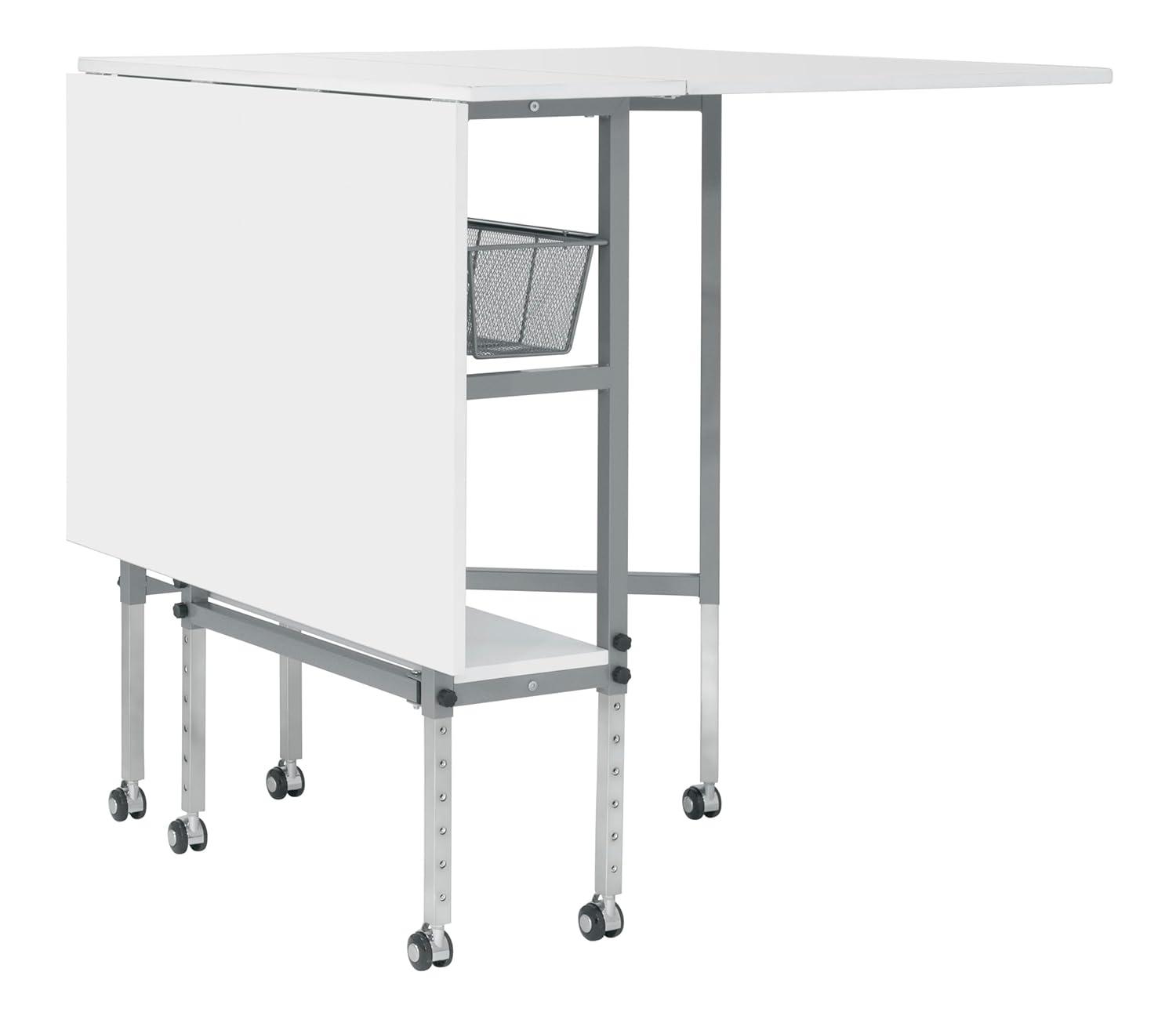 Sew Ready 58.75'' x 36.5'' Foldable Sewing Table with Sewing Machine Platform and Wheels