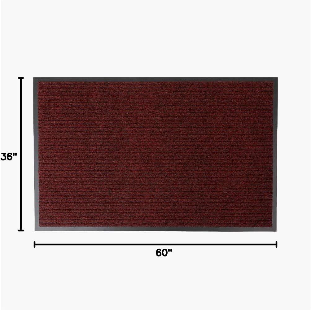 Brush Step® Low-Profile Scraper Entrance Mat, 5/16 in x 3 ft W x 5 ft L, Needle-Punched Yarn, Vinyl Backing, Red/Black