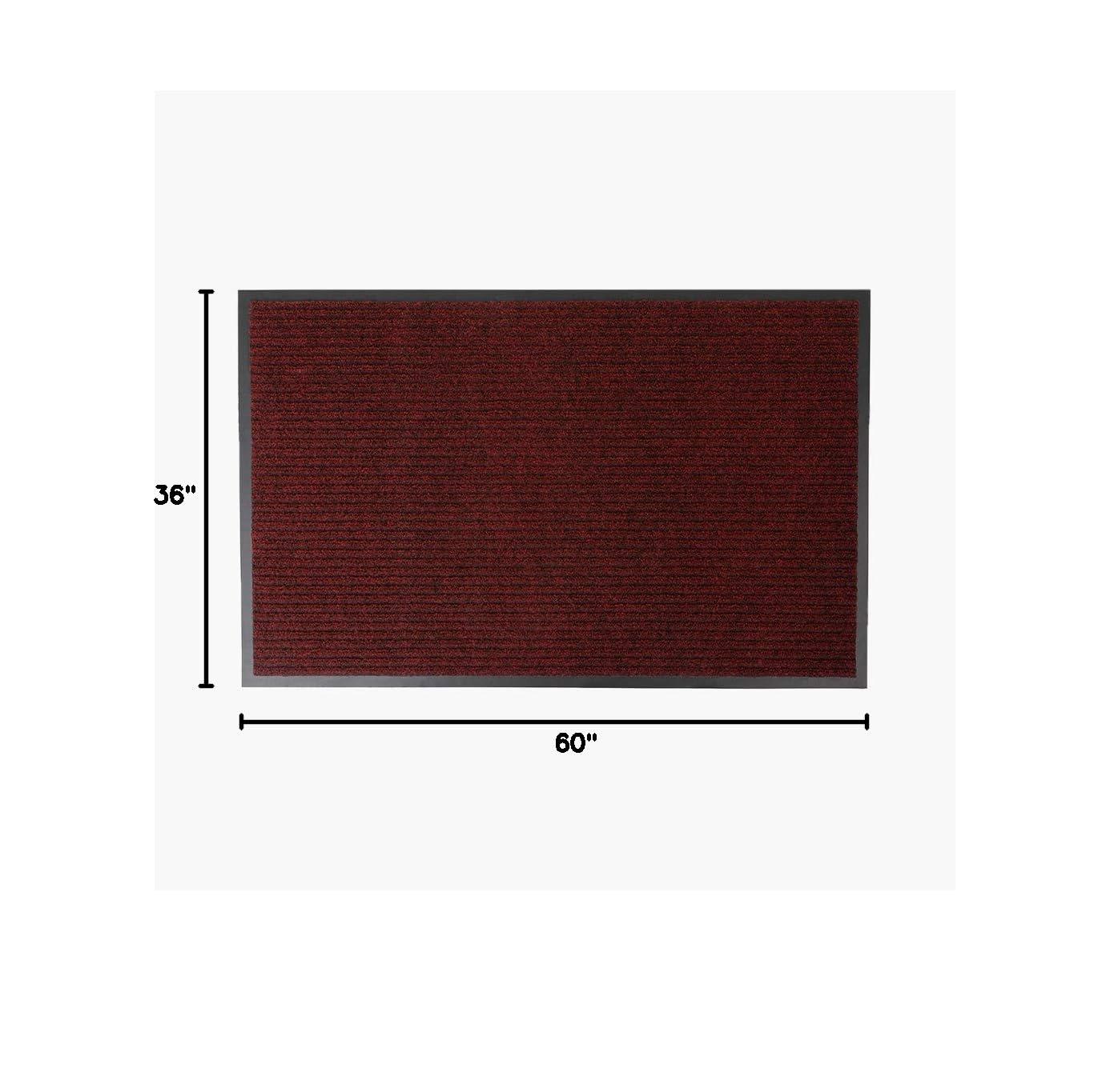 Brush Step® Low-Profile Scraper Entrance Mat, 5/16 in x 3 ft W x 5 ft L, Needle-Punched Yarn, Vinyl Backing, Red/Black