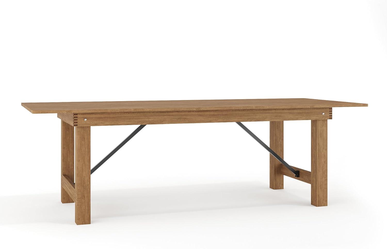 Flash Furniture Hercules Series 8' x 40" Rectangular Rustic Solid Pine Folding Dining Table