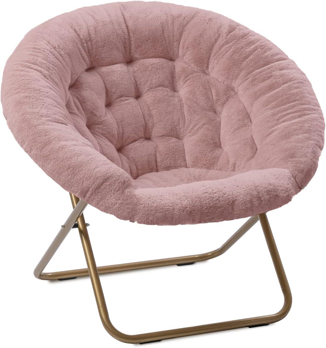 Milliard Faux Fur Folding Chair, Pink