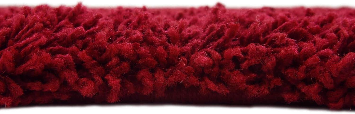 Unique Loom Solid Shag Collection Area Rug (8' Square, Cherry Red)