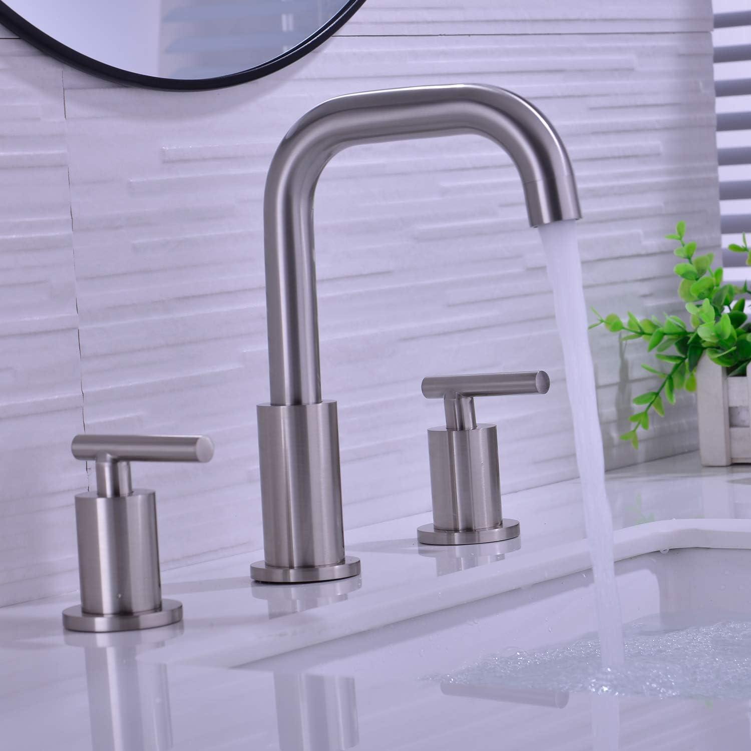 Brushed Nickel 2-Handle Widespread Bathroom Faucet Set