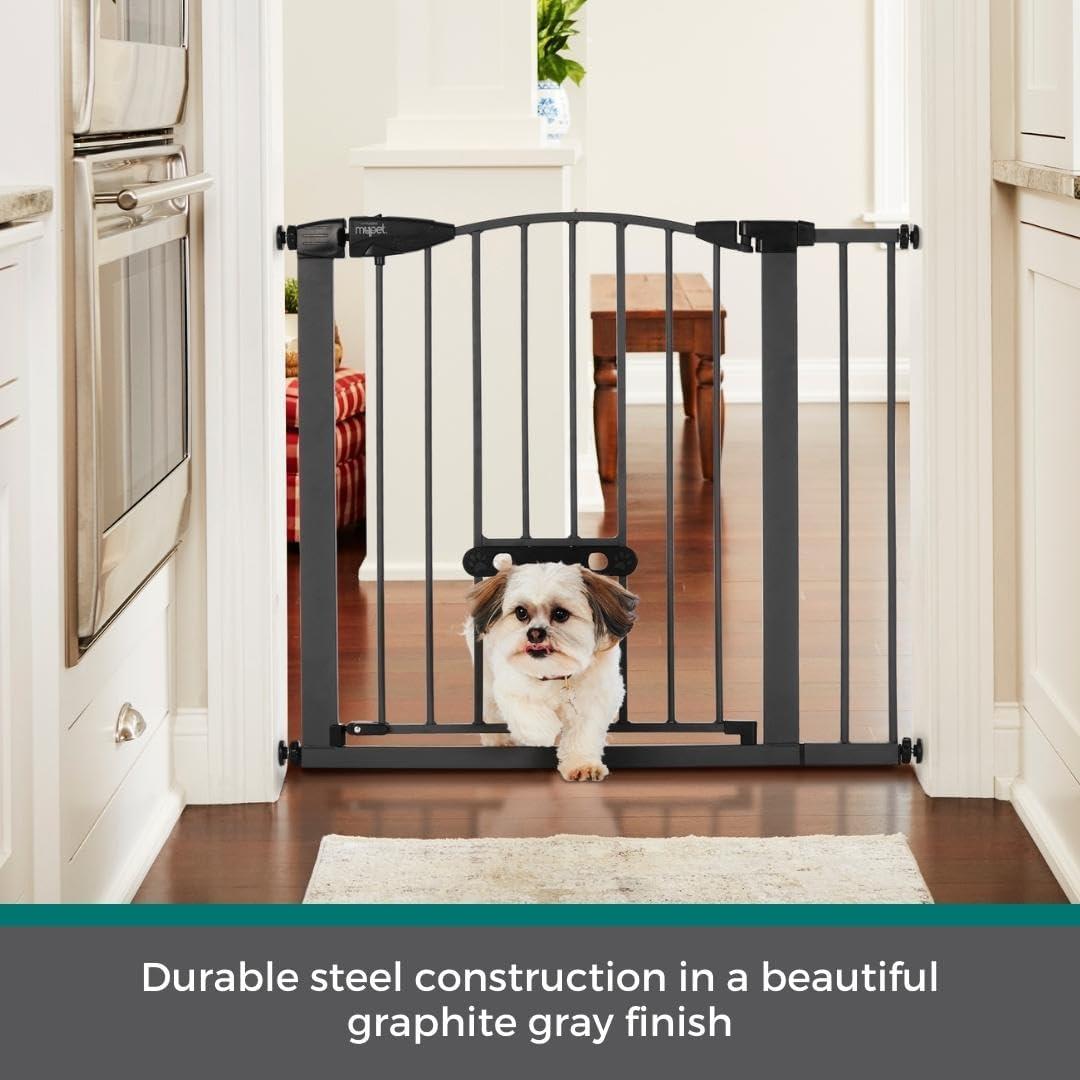 North States MyPet Wide Metal Deco EasyPass Pet Gate, Expands to 40.5" Wide
