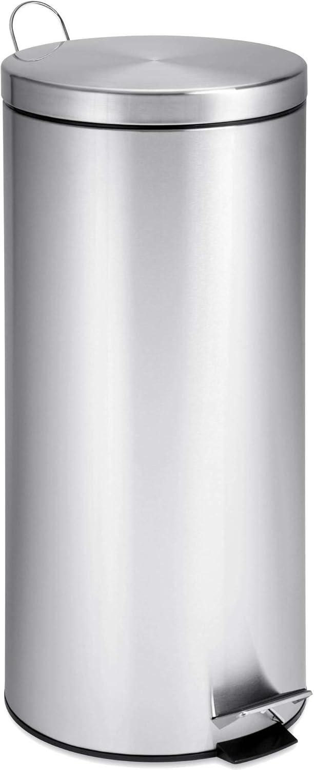 Honey Can Do 13 gal Round Stainless Steel Step On Kitchen Trash Can