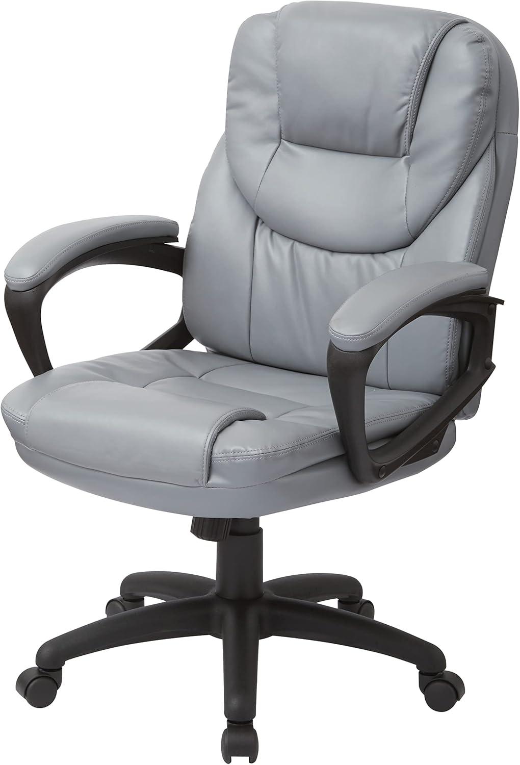 Charcoal Gray Faux Leather Executive Swivel Chair