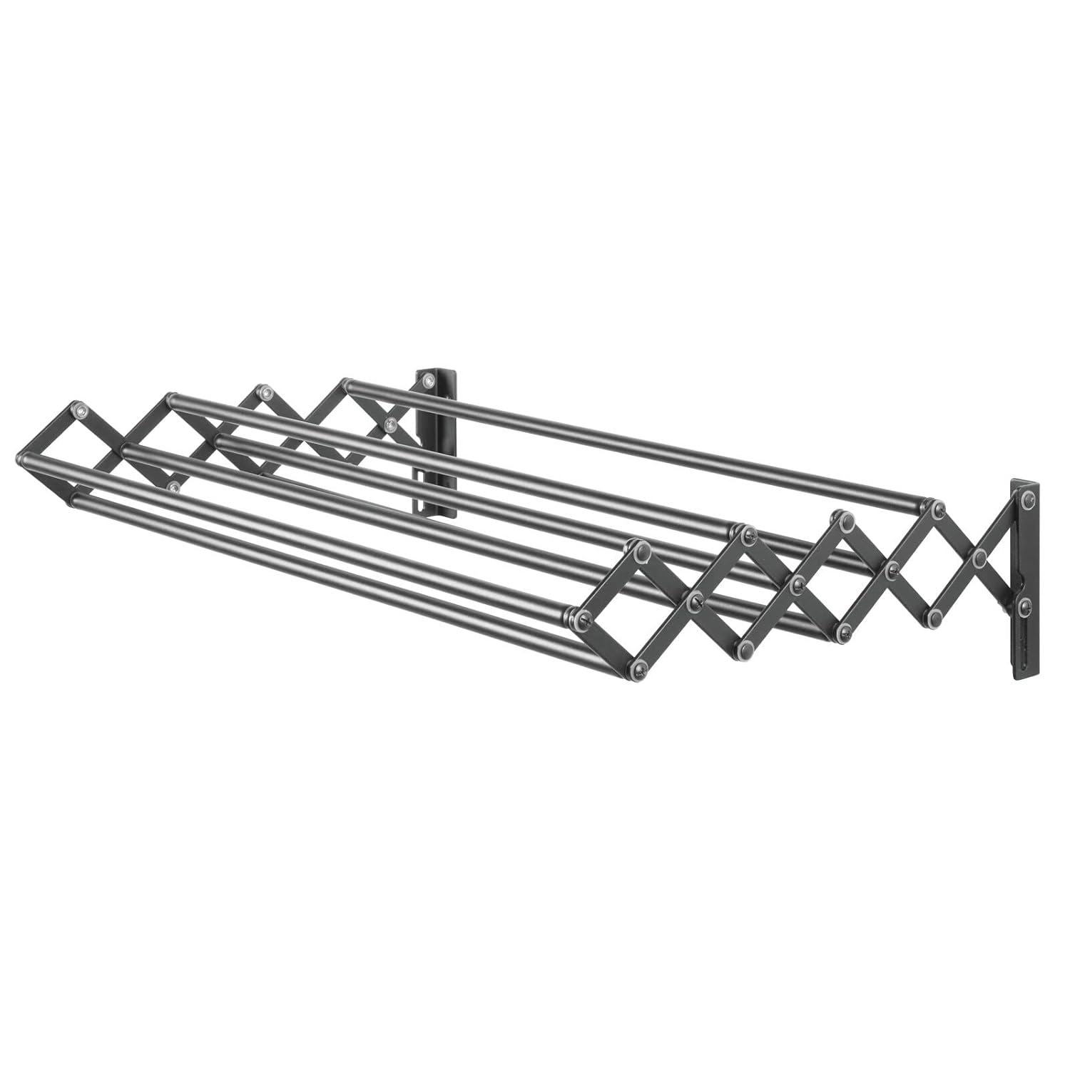 mDesign Steel Wall Mount Accordion Expandable Clothes Air Drying Rack -  Gray