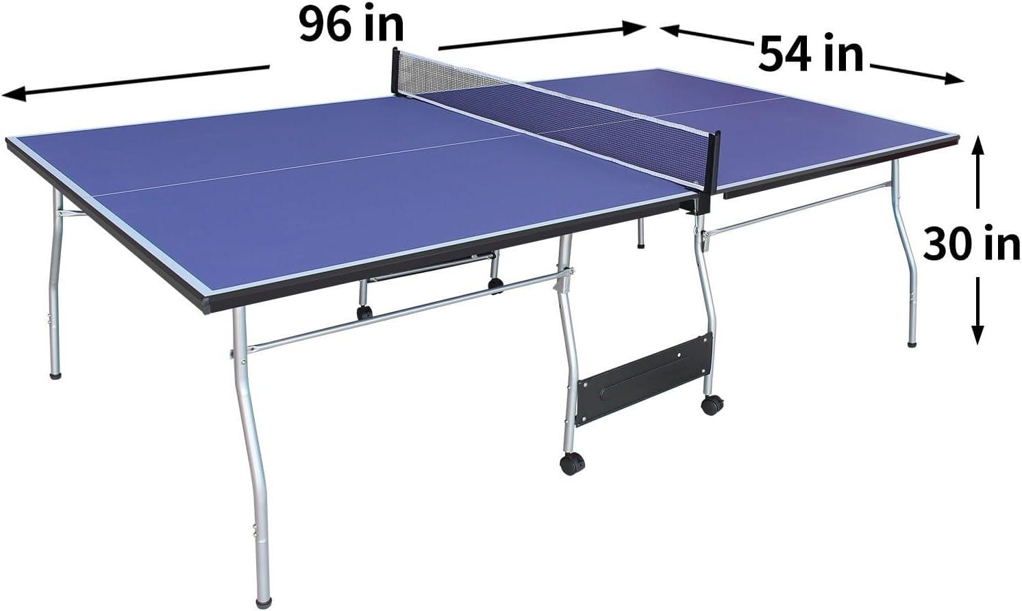 8ft Blue Aluminum Foldable Outdoor Table Tennis Set