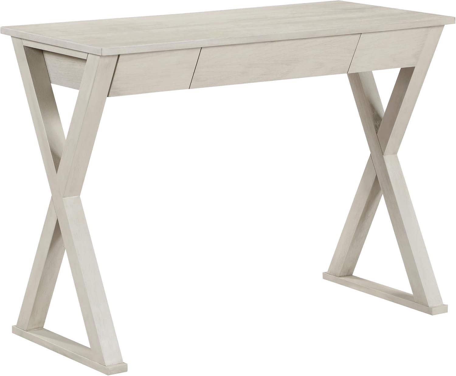 Marna Writing Desk w/ Drawer in Engineered Wood Weathered White Finish