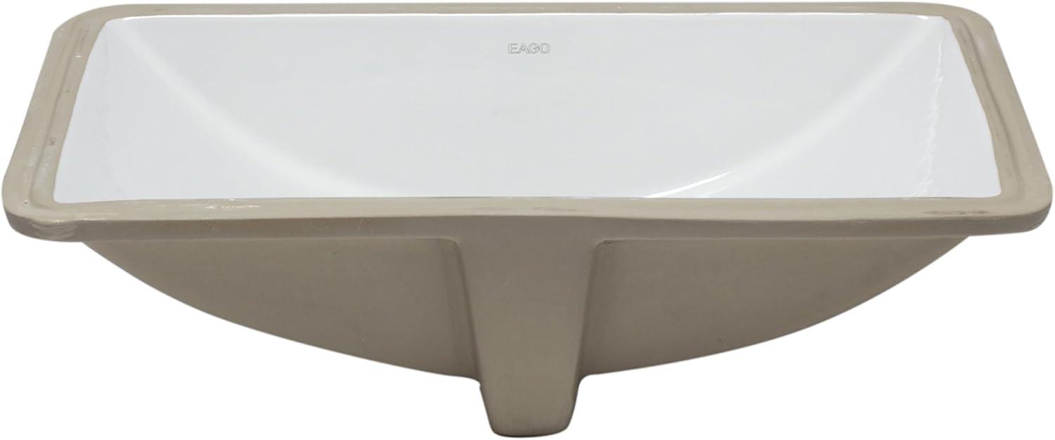 EAGO 15'' White Ceramic Rectangular Bathroom Sink with Overflow