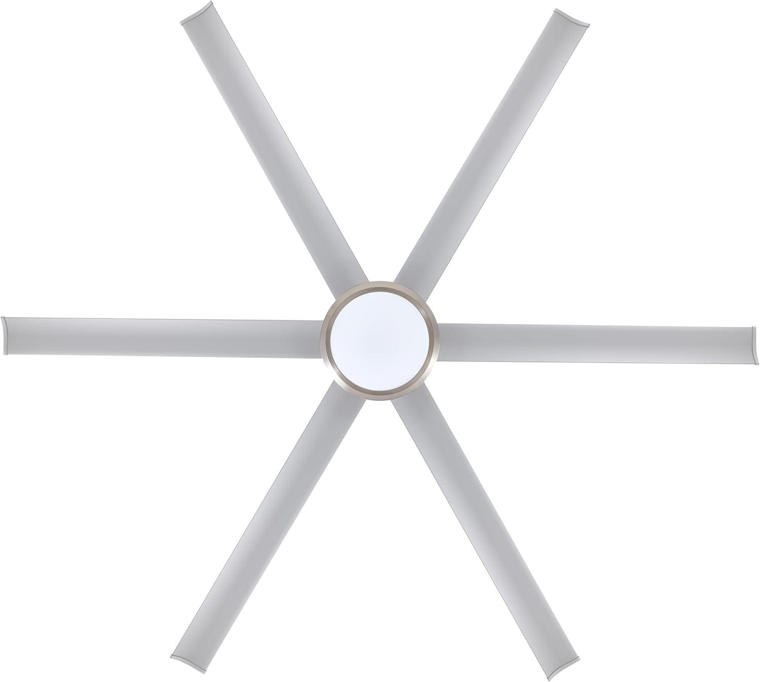 96" Industrial Ceiling Fan with Light and Remote Control, 6-Speed Noiseless Reversible DC Motor, 6 Durable Aluminum Double-Layer Blades Large Ceiling Fan for Home or Commercial Silver