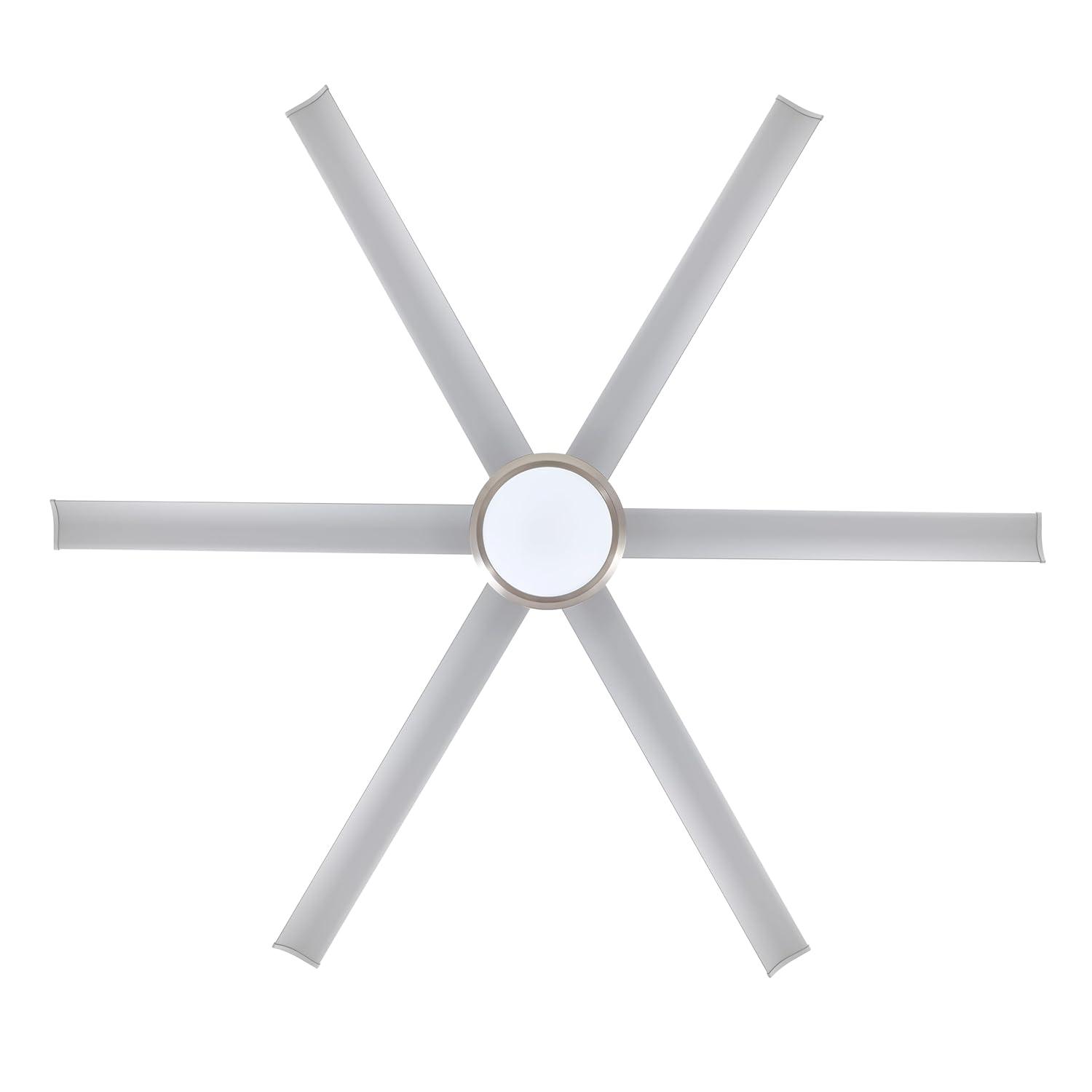 96" Industrial Ceiling Fan with Light and Remote Control, 6-Speed Noiseless Reversible DC Motor, 6 Durable Aluminum Double-Layer Blades Large Ceiling Fan for Home or Commercial Silver