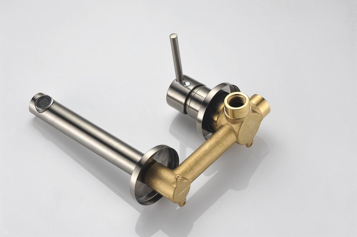 Bathroom Sink Faucet, Ssingle Handle Wall Mount Lavatory Faucet, Bathroom Vanity Faucet With Brass Rough-in Valve