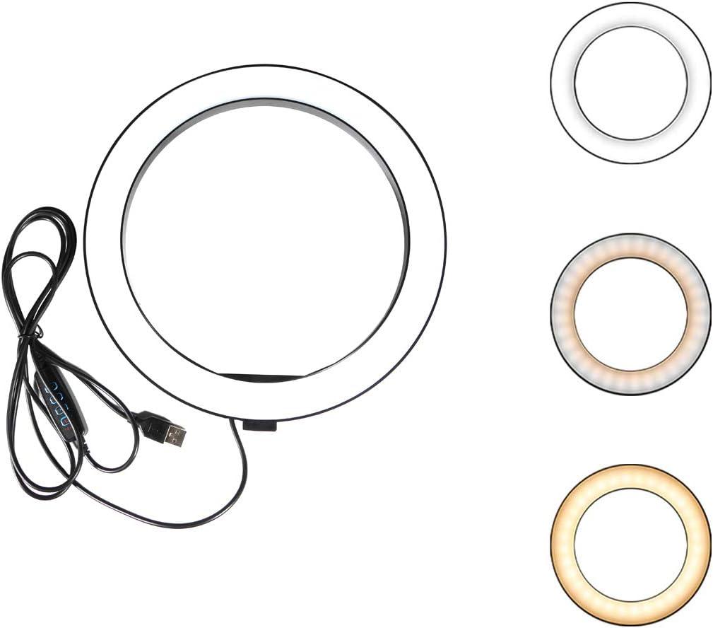 Ring Light OEBLD Dimmable with 3 Light Modes & 10 Brightness Level LED Ring Fill Lights for Phone Live Stream Makeup YouTube Shooting(B(only 10'' Ring Light))