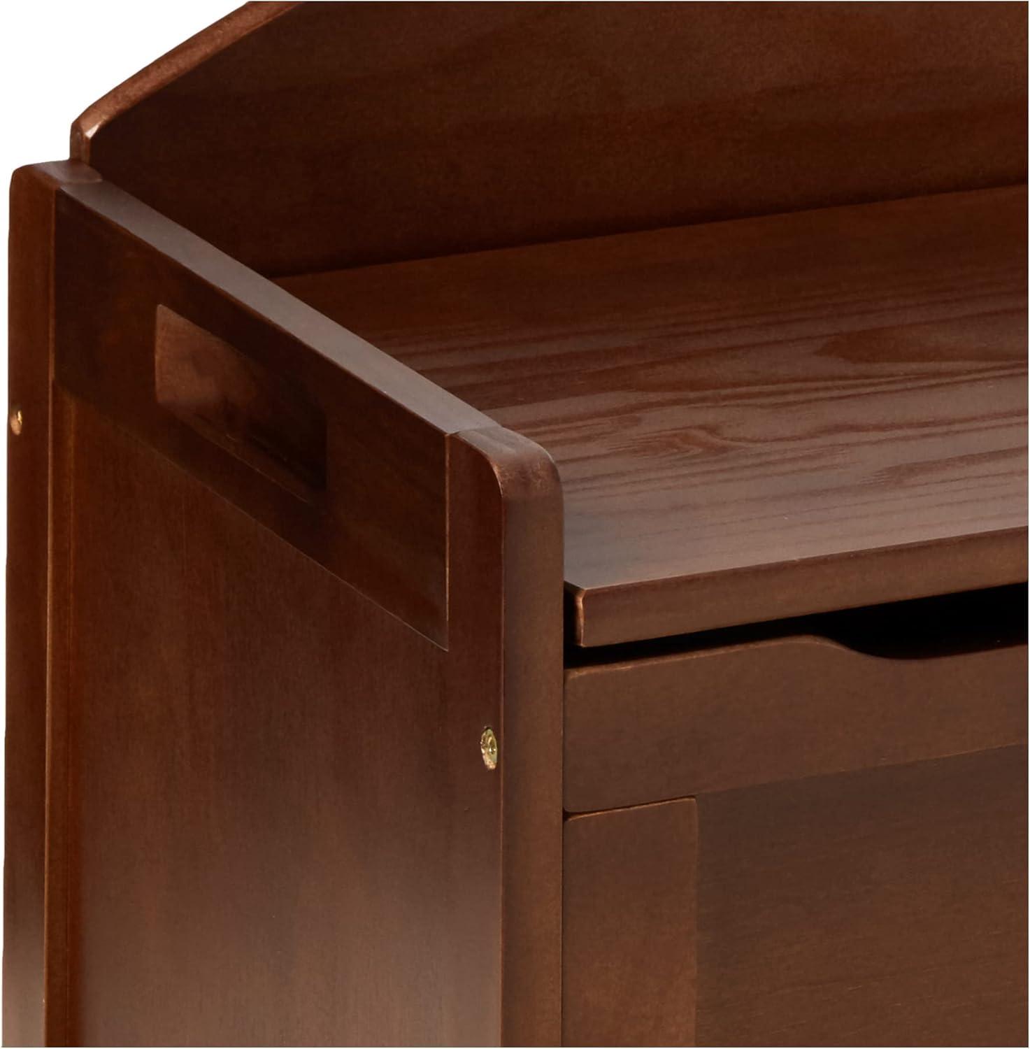 Walnut Finish Beech Wood Child's Toy Chest with Safety Hinge