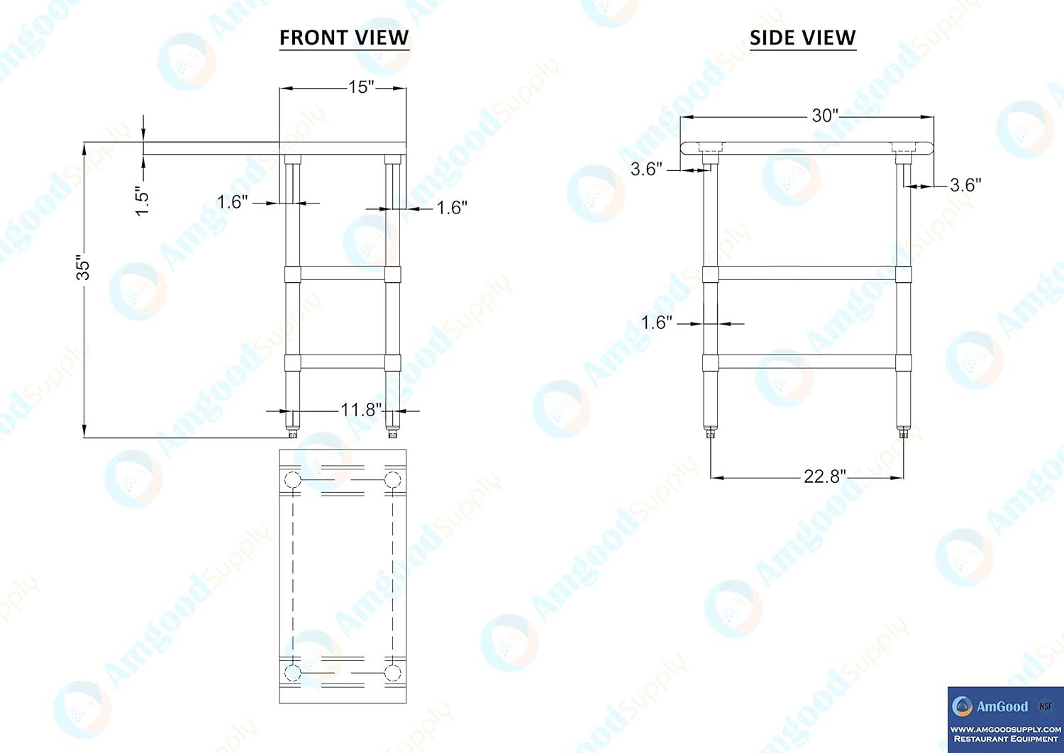 Stainless Steel Work Table with 2 Shelves