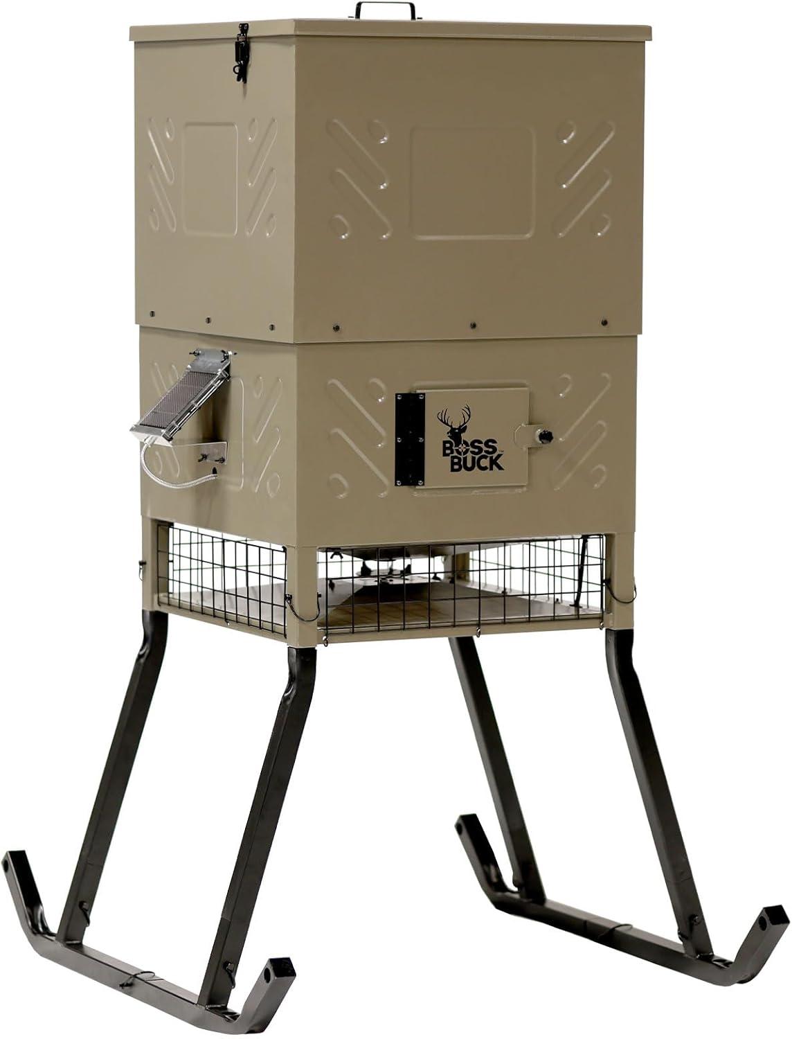 Boss Buck 600 lb Beige Steel Programmable Game Feeder with Solar Panel
