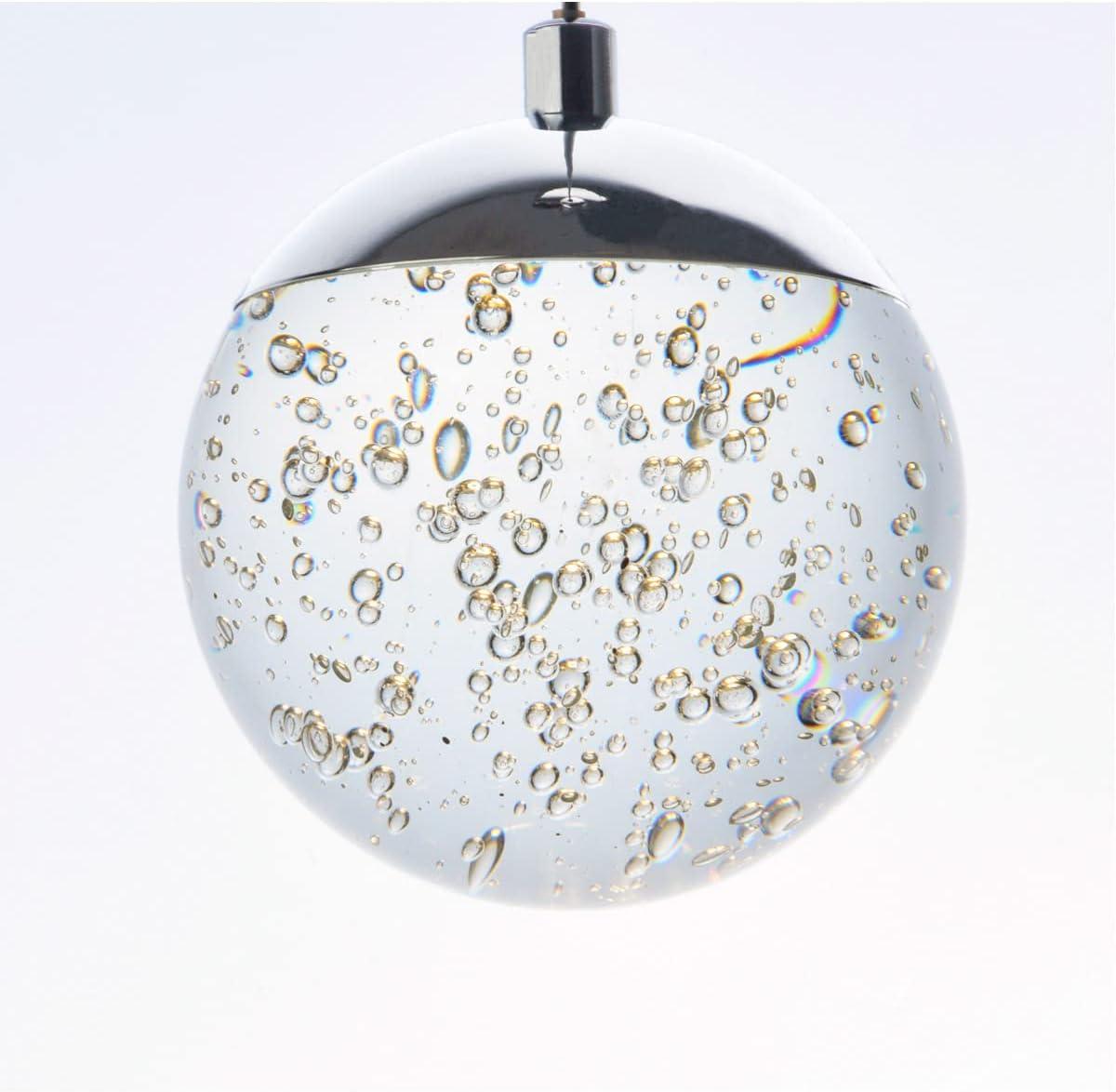 Polished Chrome LED Globe Pendant with Crystal Bubble Shade