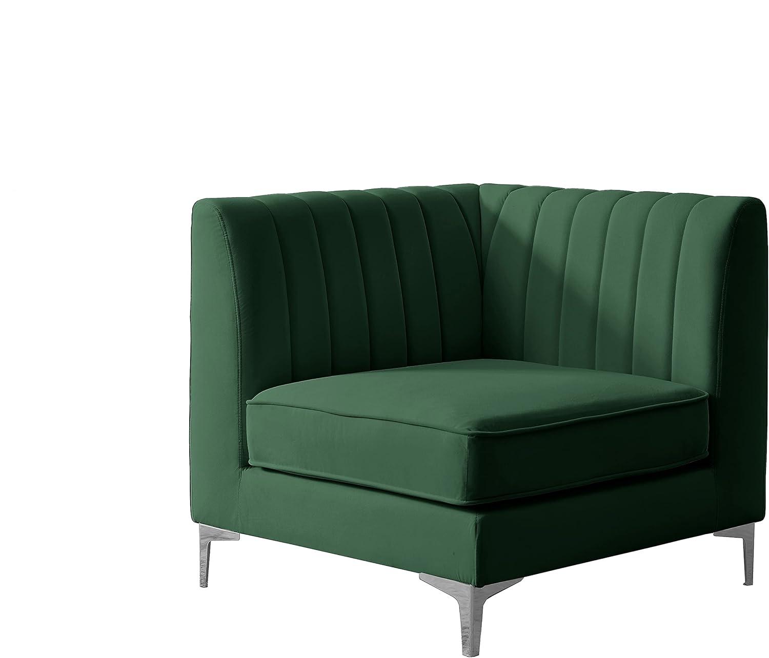 Meridian Furniture Alina Green Velvet Corner Chair