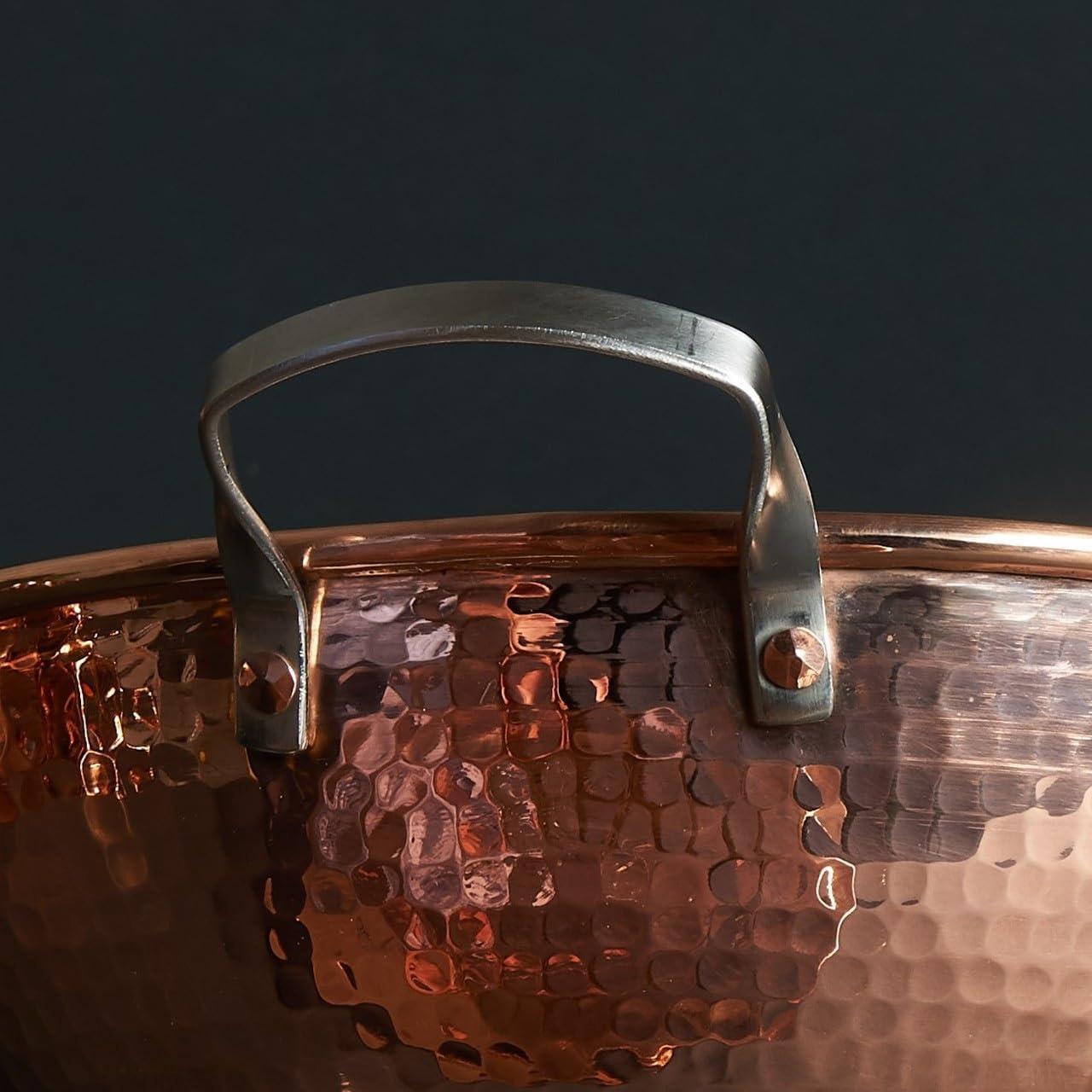 Hand-Hammered Pure Copper Mixing Bowl with Stainless Steel Handle