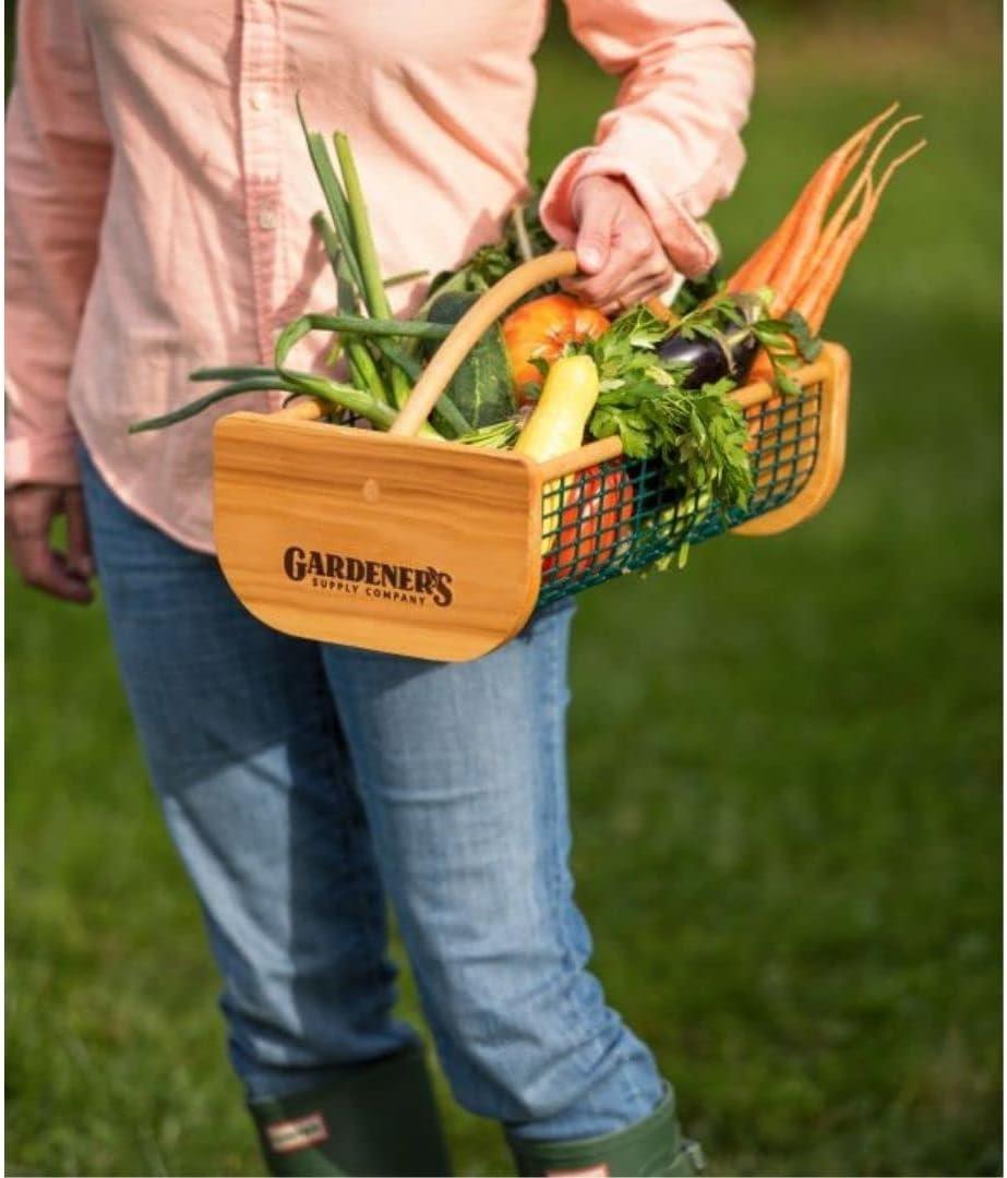 Gardeners Supply Company Garden Hod Harvest Basket | Versatile Gardening Fruits & Vegetables Gathering Basket | Natural Smooth Pine - Maple Frame &