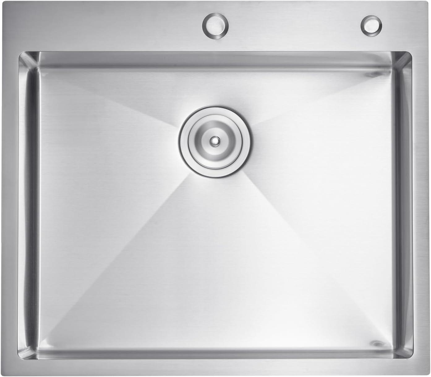 VEVOR 25 inch Kitchen Sink Workstation, 304 Stainless Steel Top Mount Sinks, Drop-In Single Bowl Farmhouse Basin with Accessories, Household Dishwasher Sinks for RV, Prep Kitchen, Laundry Room, Bar